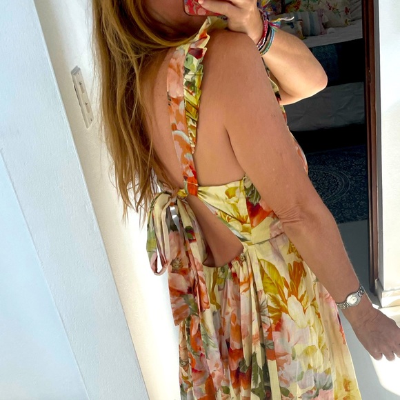 Anthro Maeve Floral Tie Back Maxi Dress - Picture 6 of 9